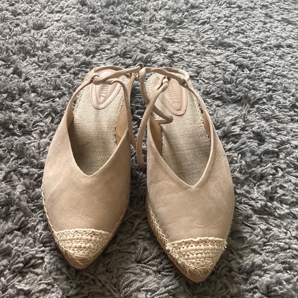 SCHUTZ Beige Flats with Woven Detail